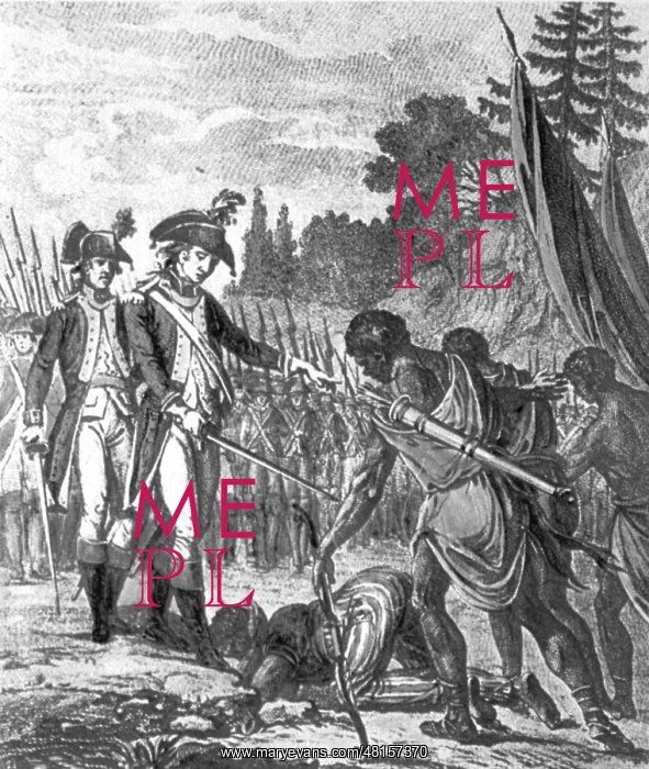 : Rebellious slaves surrender to British intervention troops : Rebellious slaves surrender to British intervention troops