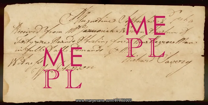 : RECEIPT FOR A SLAVE : RECEIPT FOR A SLAVE