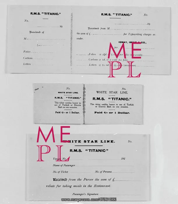 : Receipt and ticket from the Titanic : Receipt and ticket from the Titanic
