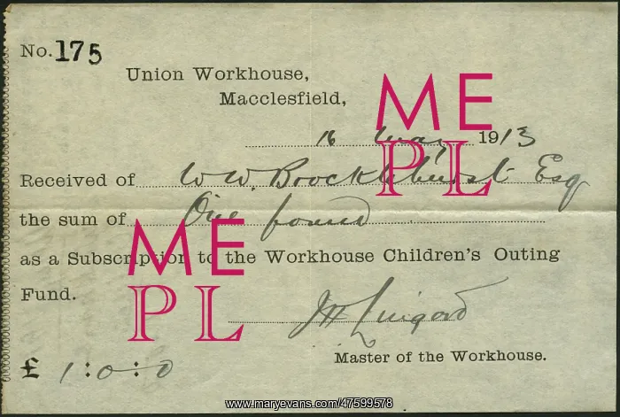 : Receipt for Workhouse Children's Outing Subscription Receipt : Receipt for Workhouse Children's Outing Subscription Receipt
