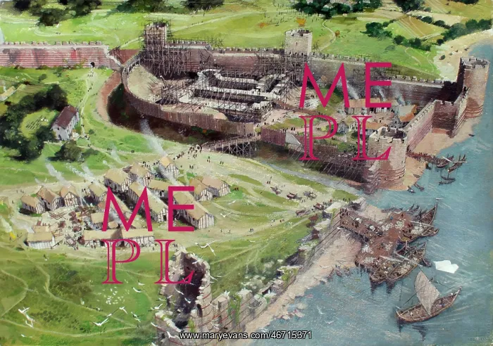 : Reconstructed view, Tower of London, 1080 : Reconstructed view, Tower of London, 1080