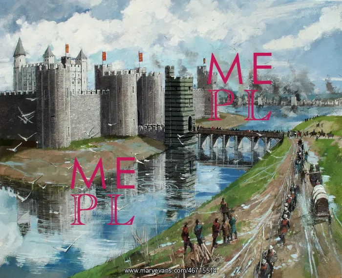 : Reconstructed view, Tower of London, 1240 : Reconstructed view, Tower of London, 1240