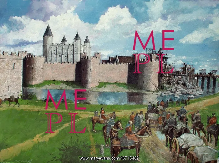 : Reconstructed view, Tower of London, 1300 : Reconstructed view, Tower of London, 1300