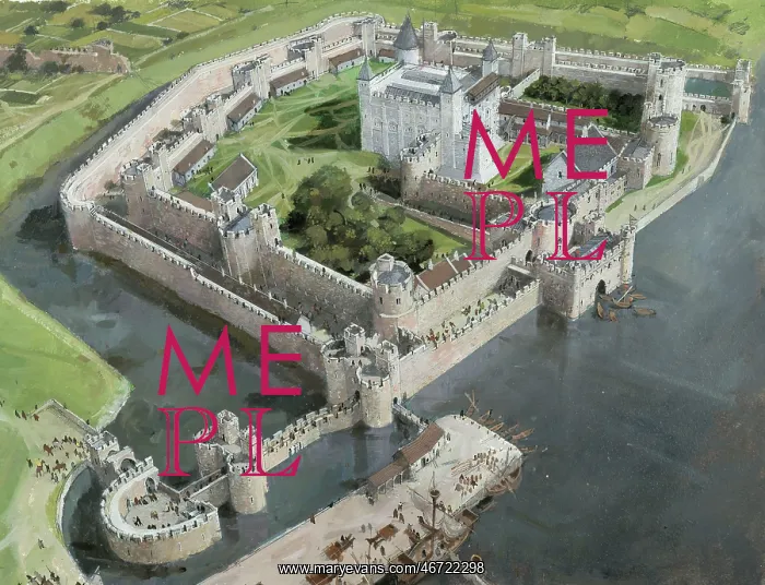 : Reconstructed view of the Tower of London, 1320 : Reconstructed view of the Tower of London, 1320