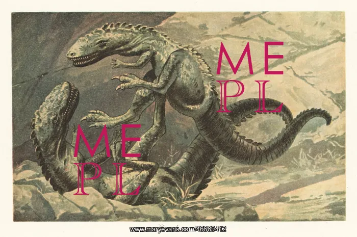 : Reconstruction of two dinosaurs in battle : Reconstruction of two dinosaurs in battle