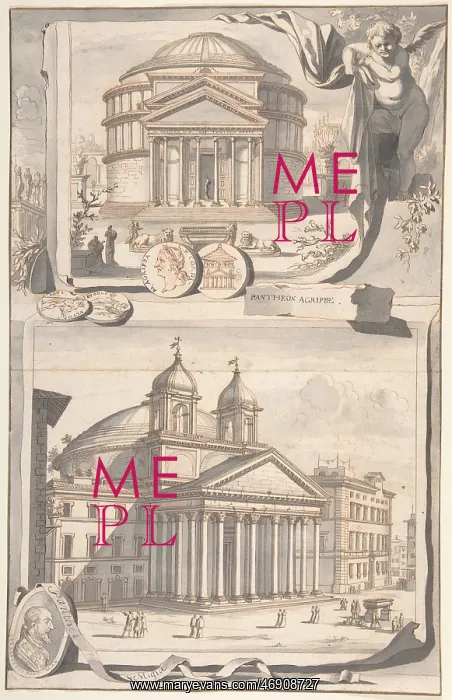 : A Reconstuction of the Pantheon (above) and a : A Reconstuction of the Pantheon (above) and a