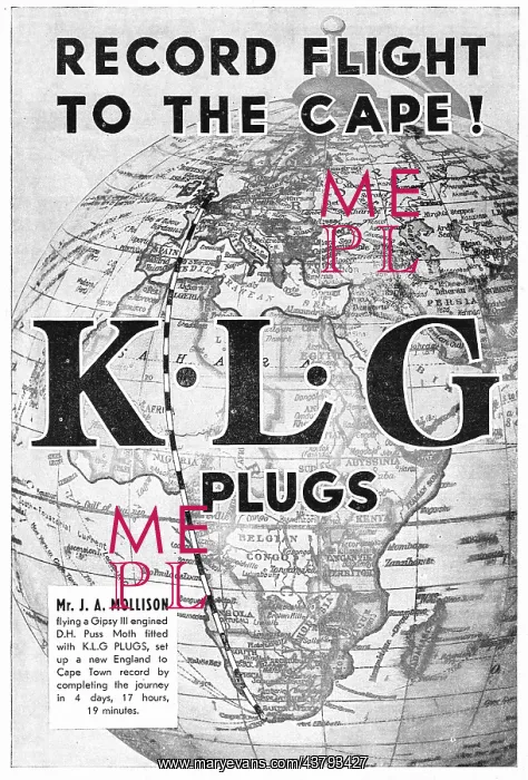 : Record Flight To The Cape Made With KLG Sparking Plugs : Record Flight To The Cape Made With KLG Sparking Plugs