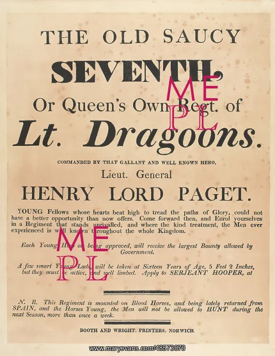 : Recruiting poster for the 7th Regiment of Light Dragoons : Recruiting poster for the 7th Regiment of Light Dragoons