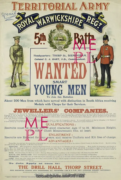 : Recruitment Poster - British Military : Recruitment Poster - British Military