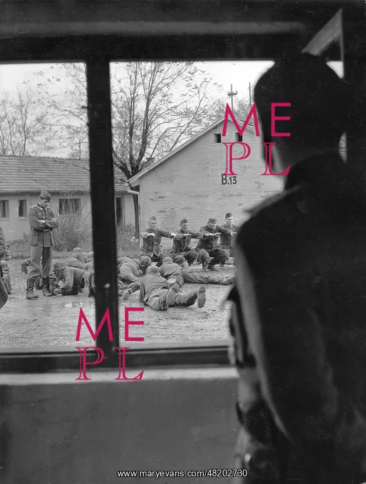 : Recruits are drilled in the barrack's yard : Recruits are drilled in the barrack's yard