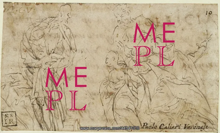 : Recto: Composition of four figures - Verso: part of a letter : Recto: Composition of four figures - Verso: part of a letter