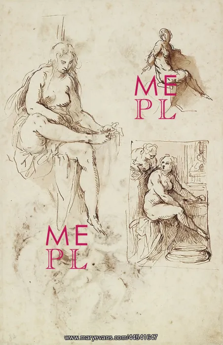 : Recto: Studies for a Bathsheba, a Holy Family, etc : Recto: Studies for a Bathsheba, a Holy Family, etc