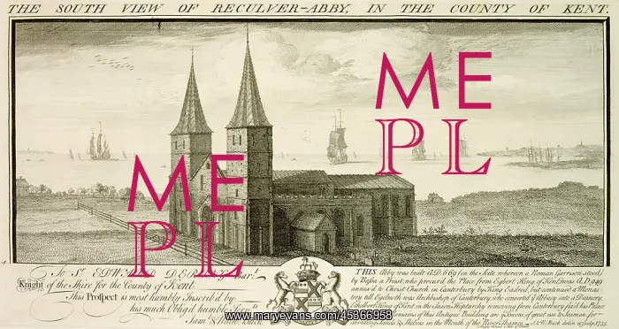 : Reculver Church engraving : Reculver Church engraving