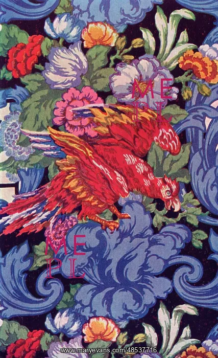 : Red bird and flowers : Red bird and flowers