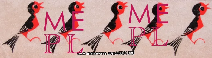 : Red and black illustrated bird print, 1930's graphic print : Red and black illustrated bird print, 1930's graphic print