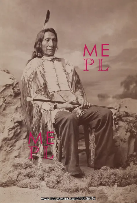 : Red Cloud wears a traditional costume, ca : Red Cloud wears a traditional costume, ca