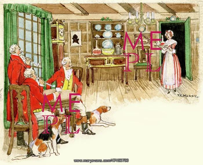 : Three red coated hunters in an inn : Three red coated hunters in an inn