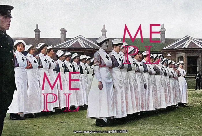 : Red Cross nurses on parade in Harwich during World War I : Red Cross nurses on parade in Harwich during World War I