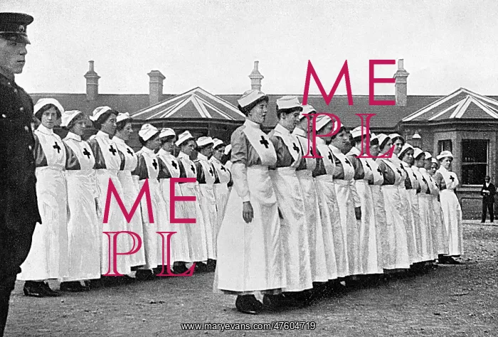 : Red Cross nurses on parade in Harwich during World War I : Red Cross nurses on parade in Harwich during World War I