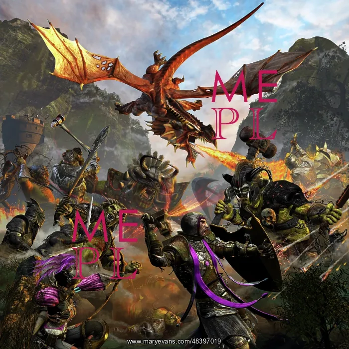 : Red dragon and orcs attacking Royal Knights : Red dragon and orcs attacking Royal Knights