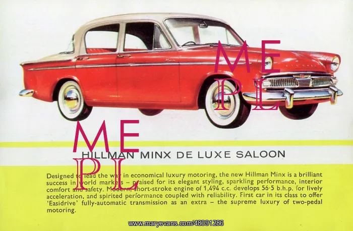 : A Red Hillman Minx Deluxe saloon : A Red Hillman Minx Deluxe saloon
