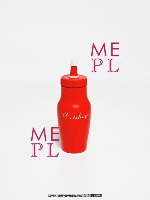 : Red plastic ketchup bottle : Red plastic ketchup bottle