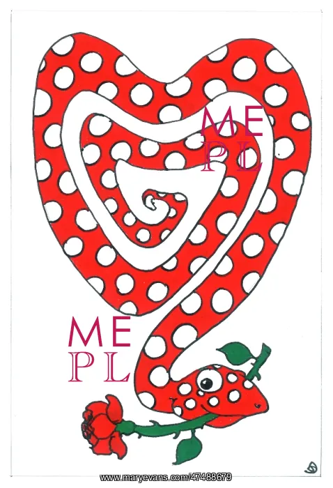 : Red spotted snake with a rose : Red spotted snake with a rose