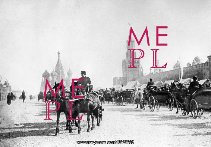 : Red Square and St. Basil's Cathedral in Moscow, 1905 : Red Square and St. Basil's Cathedral in Moscow, 1905