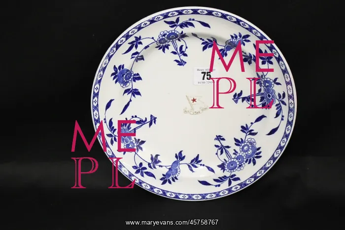 : Red Star Line - Minton, Second Class, Delft dinner plate : Red Star Line - Minton, Second Class, Delft dinner plate