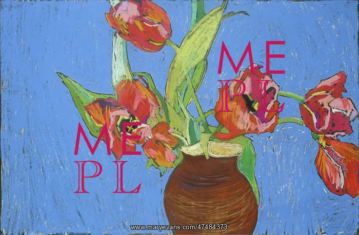 : Red Tulips ' in a brown vase : Red Tulips ' in a brown vase