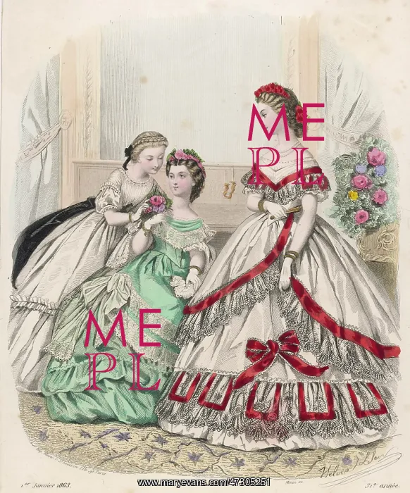 : Red - White Dress 1863 : Red - White Dress 1863
