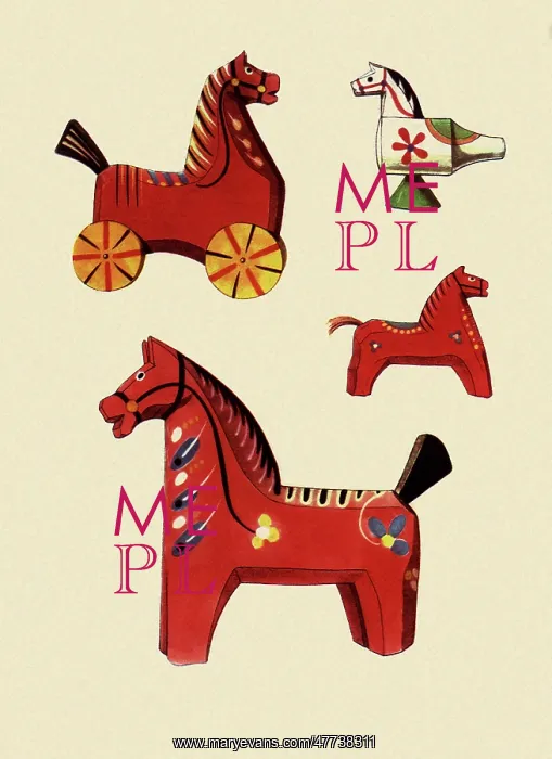 : Red Wooden Horse : Red Wooden Horse