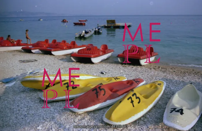 : Red and yellow pedaloes, Corfu : Red and yellow pedaloes, Corfu