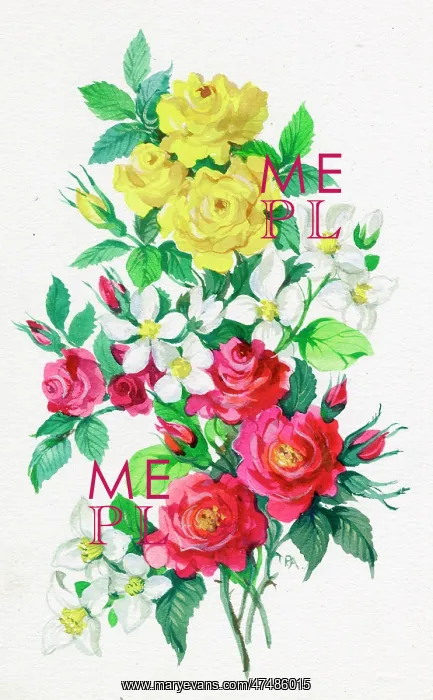  : Red and Yellow Roses and Syringa