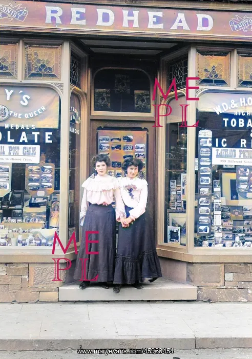 : Redhead's shop, Coniston, with Annie and Kate : Redhead's shop, Coniston, with Annie and Kate
