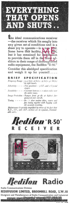 : Redifon R50 Receiver - Rediffusion : Redifon R50 Receiver - Rediffusion