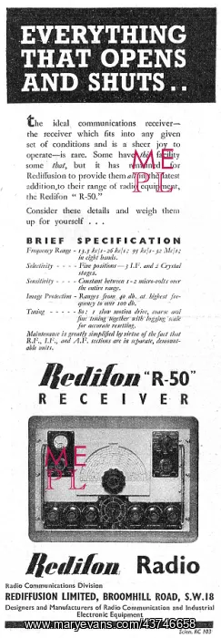 : Redifon R50 Receiver - Rediffusion : Redifon R50 Receiver - Rediffusion