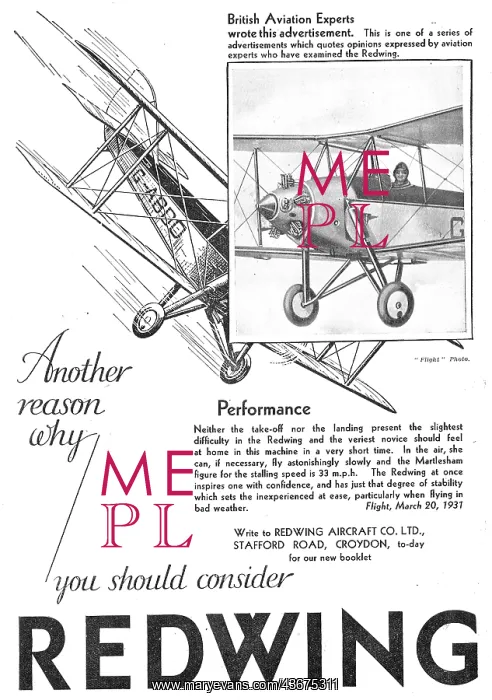 : Redwing Aircraft Co Croydon : Redwing Aircraft Co Croydon