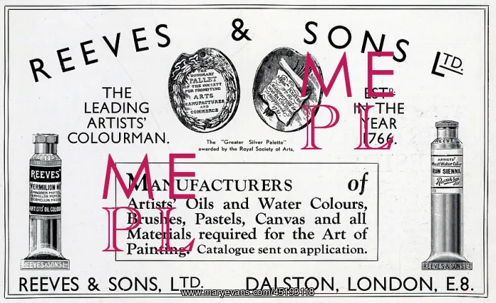 : Reeves and Sons Ltd Advertisement : Reeves and Sons Ltd Advertisement