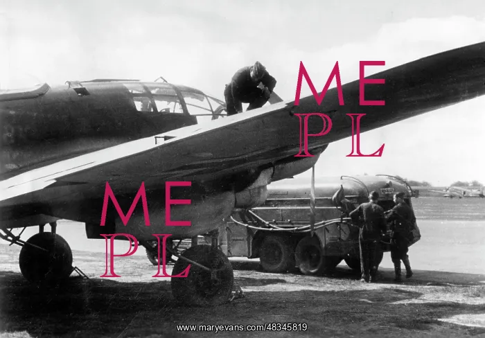 : Refueling of a Heinkel He 111, May 1940 : Refueling of a Heinkel He 111, May 1940