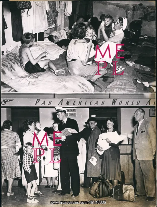 : Refugees. Sep. 09, 1952 - U.S. Airlines help German refugees. : Refugees. Sep. 09, 1952 - U.S. Airlines help German refugees.