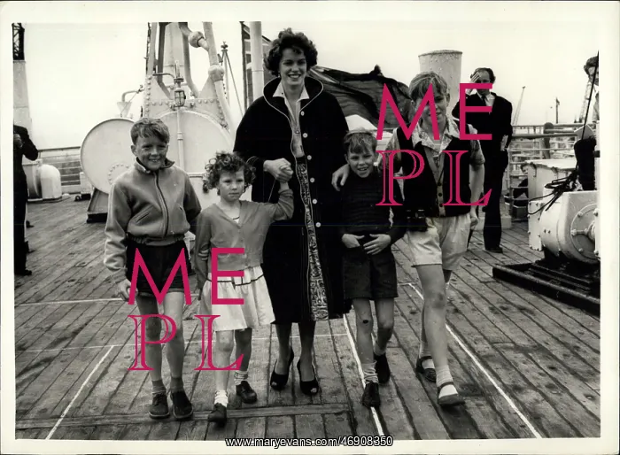 : Refugees. Sep. 15, 1955 - Anne Zandvliet walking on the deck of the Orontess : Refugees. Sep. 15, 1955 - Anne Zandvliet walking on the deck of the Orontess