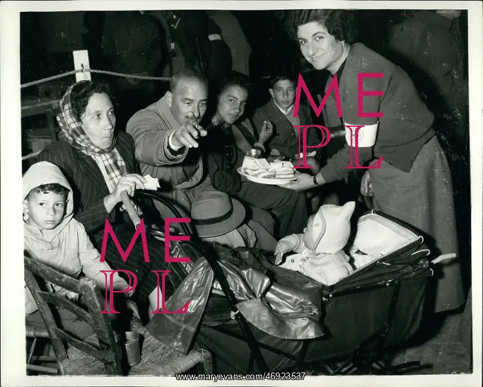 : Refugees. Dec. 12, 1956 - British Refugees arrive in Cyprus : Refugees. Dec. 12, 1956 - British Refugees arrive in Cyprus