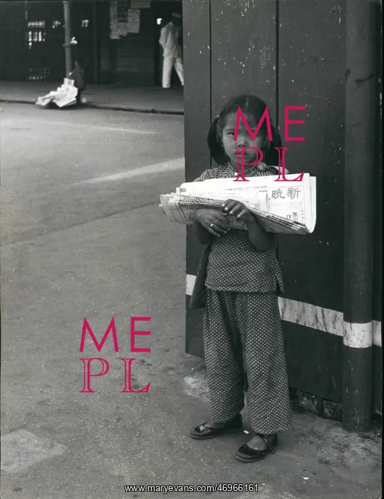 : Refugees. Mar. 27 A little refugee girl selling newspapers at the entrance : Refugees. Mar. 27 A little refugee girl selling newspapers at the entrance