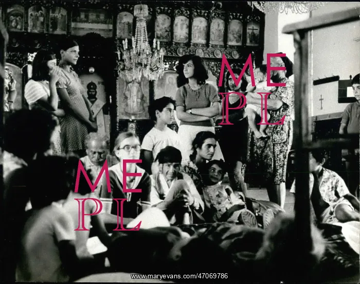 : Refugees. Sep. 09, 1974 - Refugees of the Greek Cypriots in a church : Refugees. Sep. 09, 1974 - Refugees of the Greek Cypriots in a church