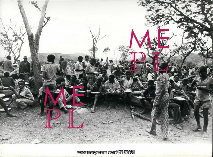 : Refugees. Feb. 02, 1977 - Refugees Children: A Rhodesian refugee camp in Mozambique : Refugees. Feb. 02, 1977 - Refugees Children: A Rhodesian refugee camp in Mozambique