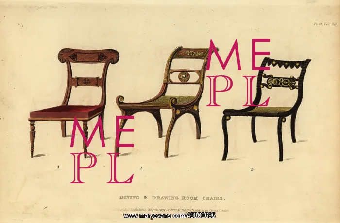 : Regency-era dining and drawing-room chairs, 1815 : Regency-era dining and drawing-room chairs, 1815