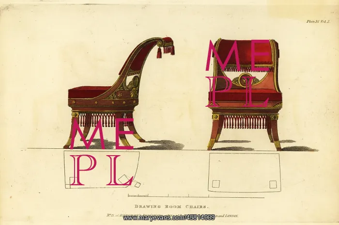 : Regency era drawing-room chairs, 1809 : Regency era drawing-room chairs, 1809