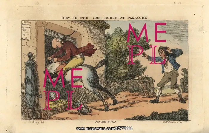 : Regency gentleman on a horse that has bolted : Regency gentleman on a horse that has bolted