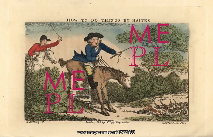 : Regency gentleman on a horse caught on a sty : Regency gentleman on a horse caught on a sty